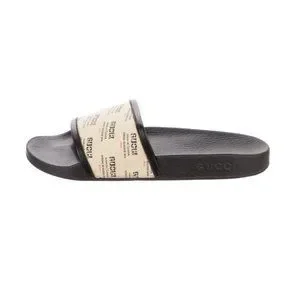 Gucci Logo Printed / Invite Print Rubber Pool Slides $450 NEW GUCCI Mens 9 US 9.5 Logo Blue Rubber Pursuit G Pool  main image 4